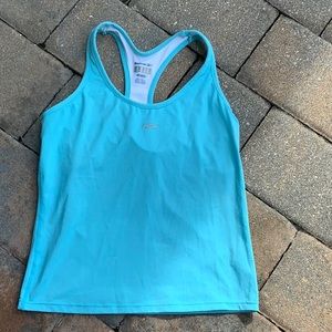 REEBOK BLUE TANK TOP WITH BUILT IN BRA, SIZE MEDIUM